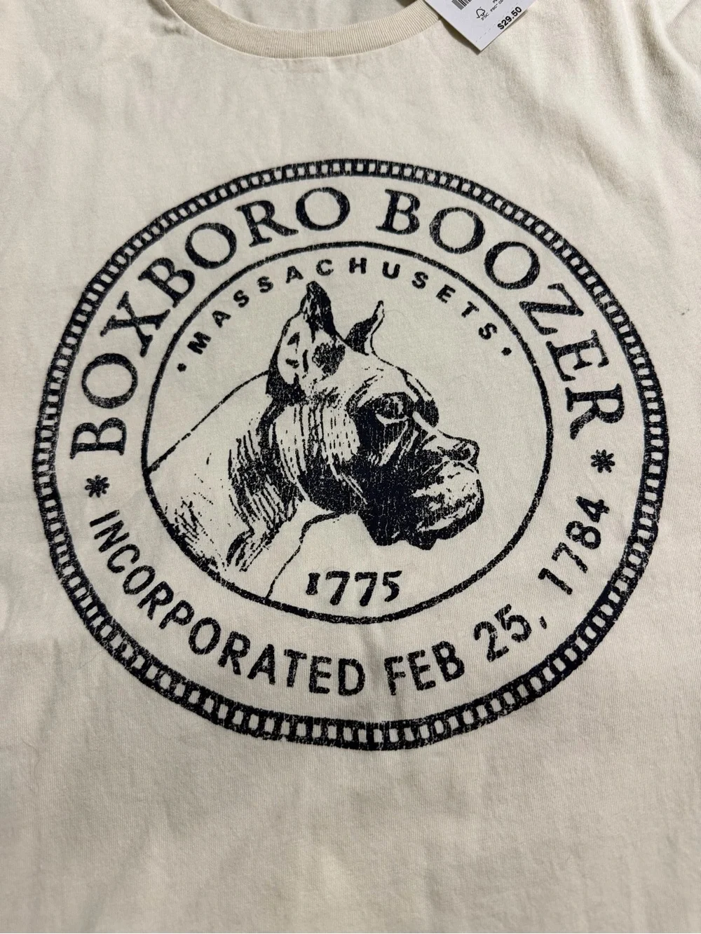 J. Crew Cream Short-Sleeve Boxboro Boozer Graphic Tee